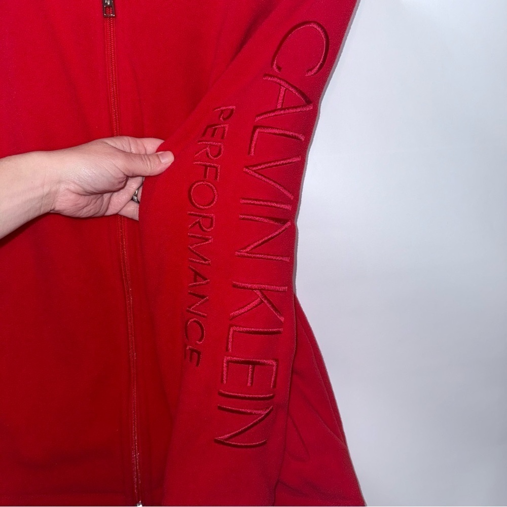 Clavin Klein Performance Fleece Zipper Jacket Size Medium Red - Picture 8 of 11